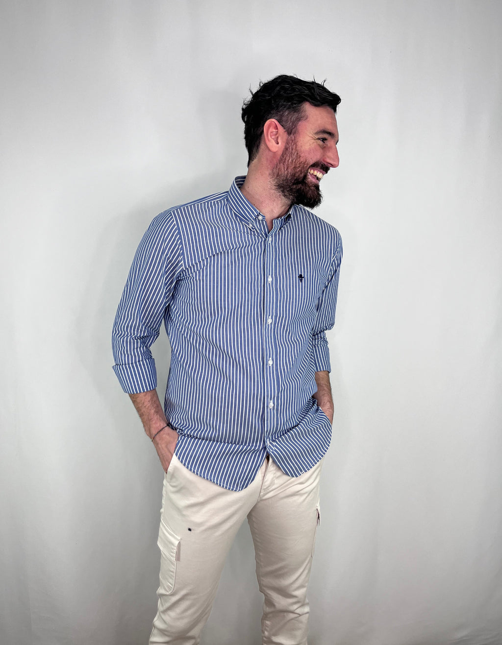 Camisa Sport a Rayas Azul