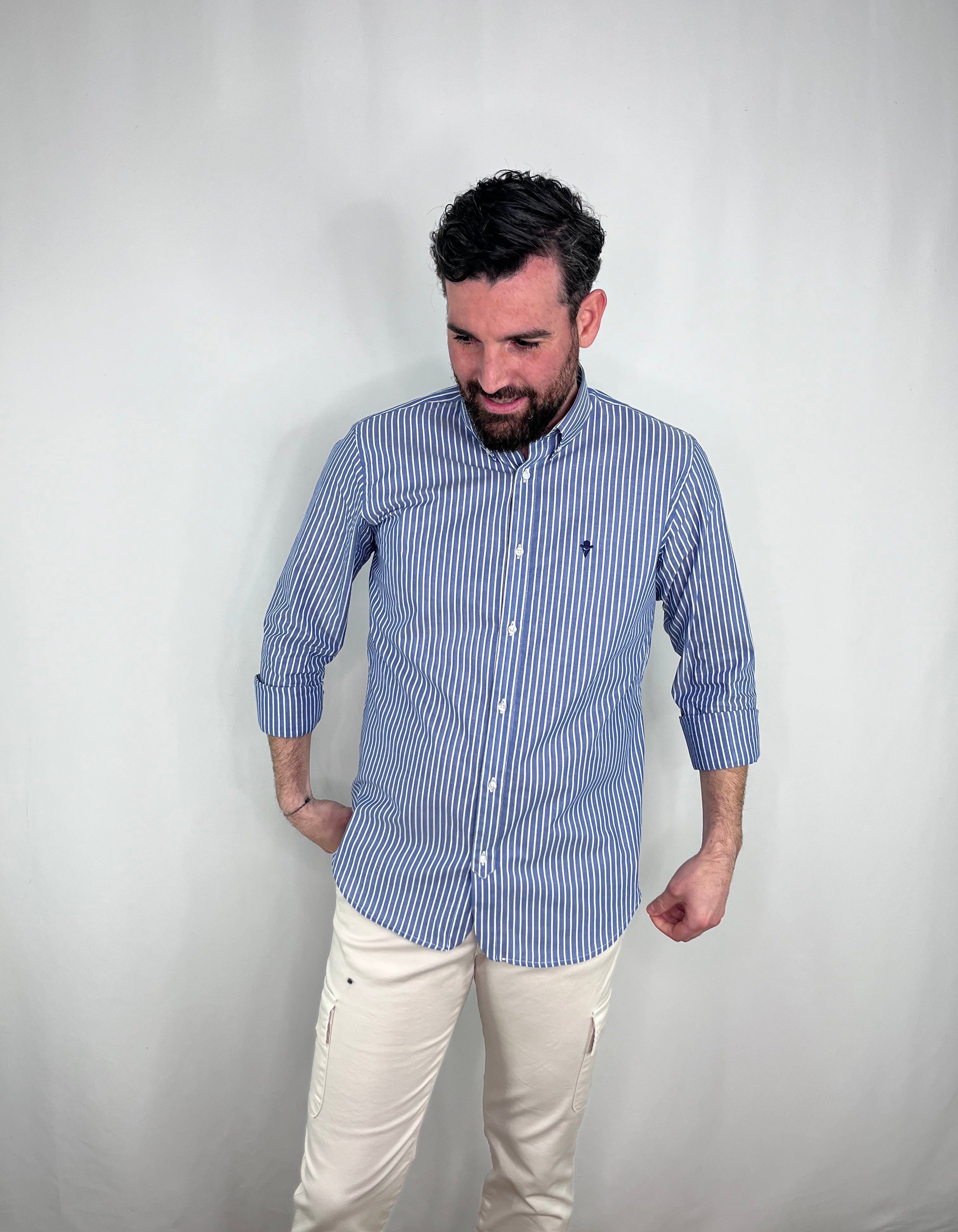 Camisa Sport a Rayas Azul