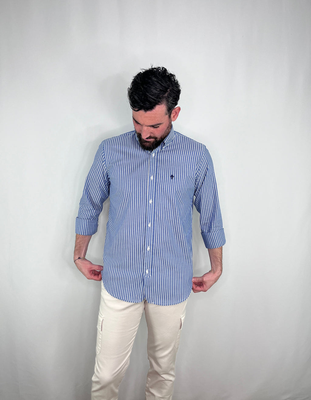 Camisa Sport a Rayas Azul