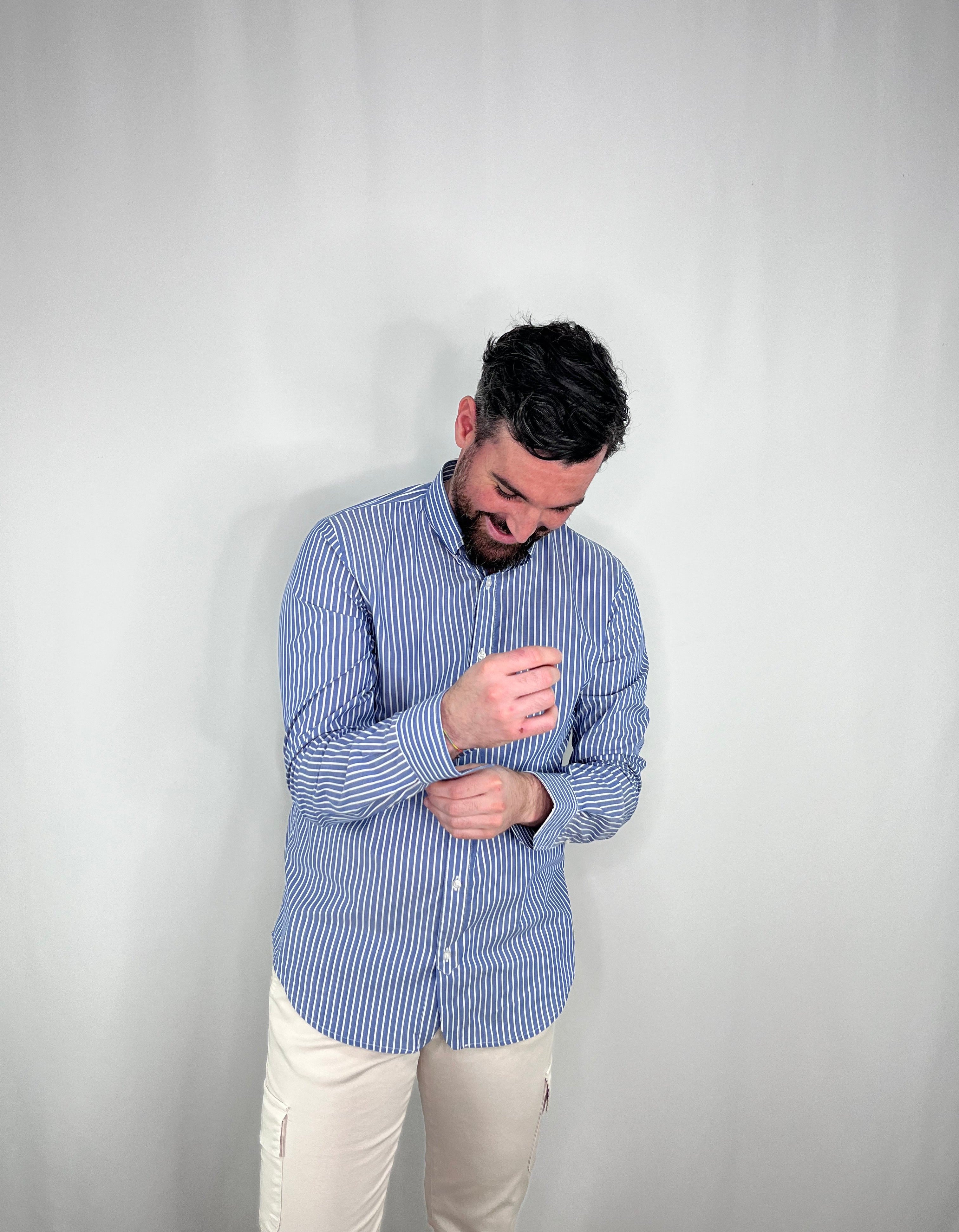 Camisa Sport a Rayas Azul