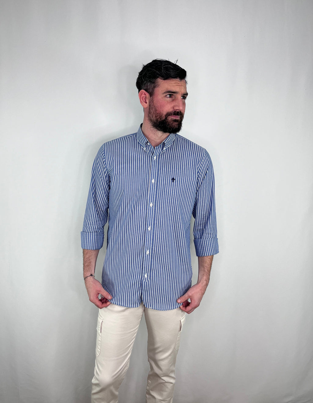 Camisa Sport a Rayas Azul