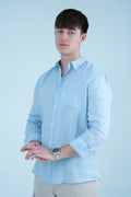 Camisa lino bolsillo bordado