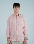 Camisa lino bolsillo rosa ( disponible en tienda física )