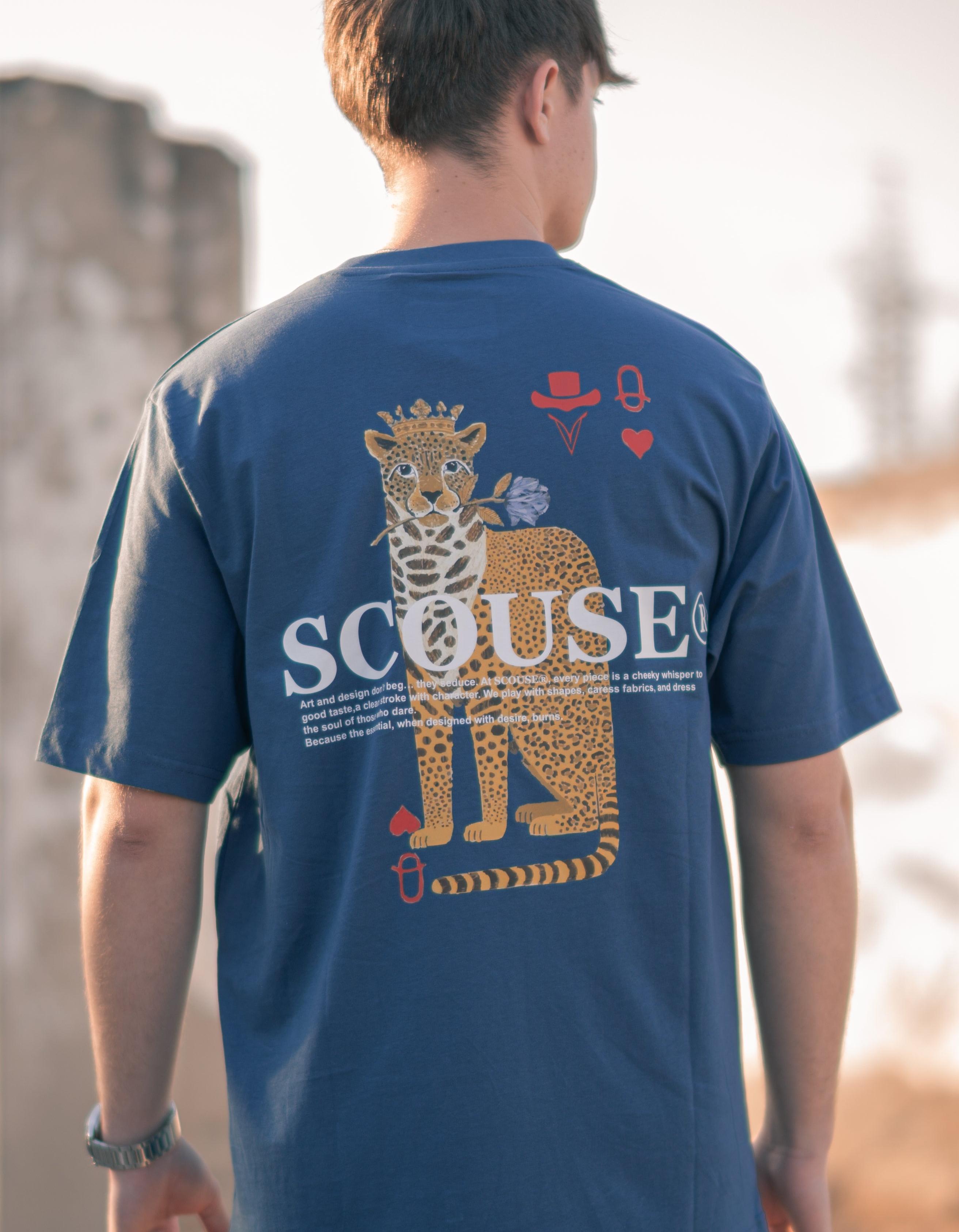 Camiseta azul denin `Leopardo´