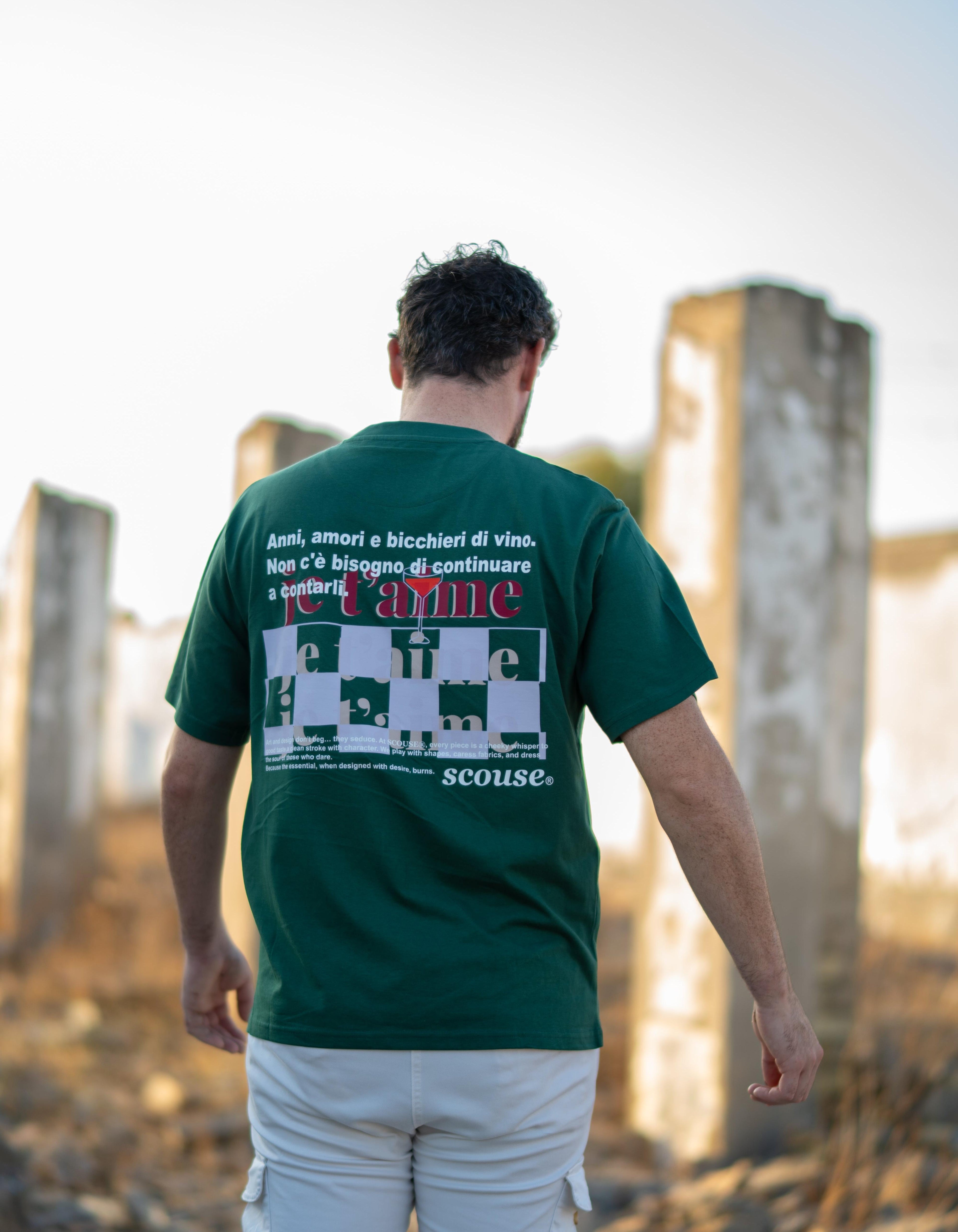 Camiseta verde arbol. Je t´aime