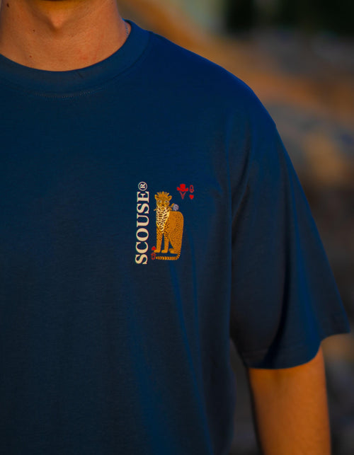 Camiseta azul denin `Leopardo´