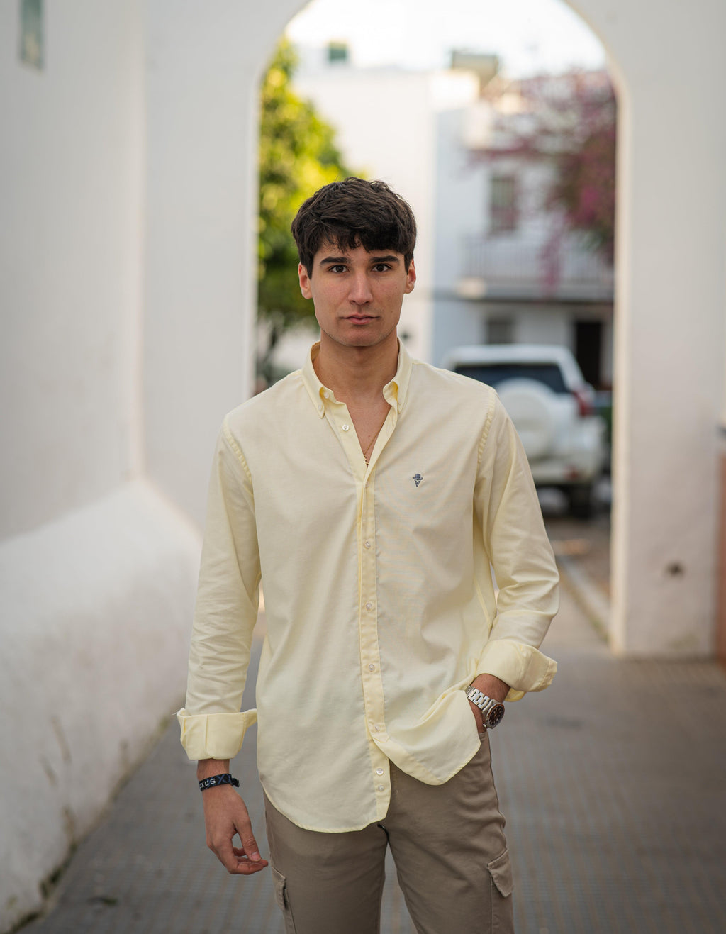 Camisa amarilla sport oxford